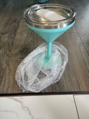 Aqua Stainless Steel Tumbler Wine Glass - Mint Blue